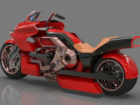 Conceptual motorcycle Low-poly 3D Model