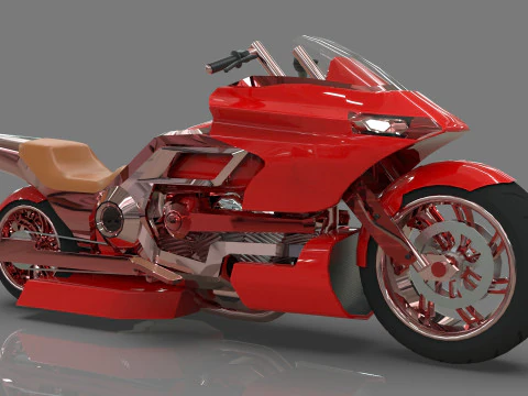 Conceptual motorcycle Low-poly 3D Model