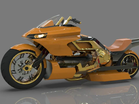 Conceptual motorcycle Low-poly 3D Model