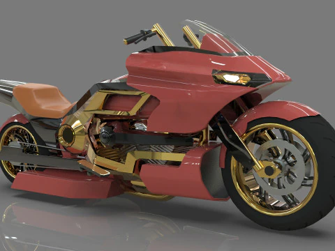 Conceptual motorcycle Low-poly 3D Model