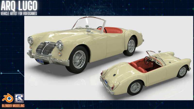 1961 MG MGA Roadster Low-poly Modello 3D .c4d .max .obj .3ds .fbx .stl .blend