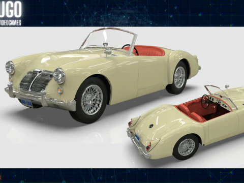 1961 MG MGA Roadster Poli rendah Model 3D