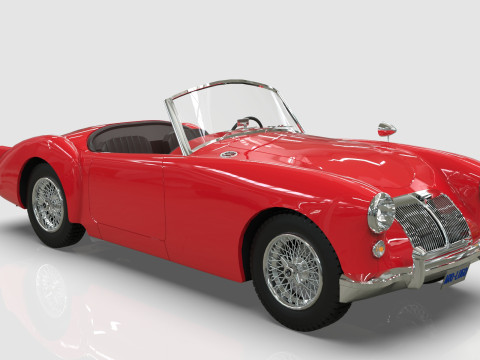 1961 MG MGA Roadster Low-poly Modello 3D