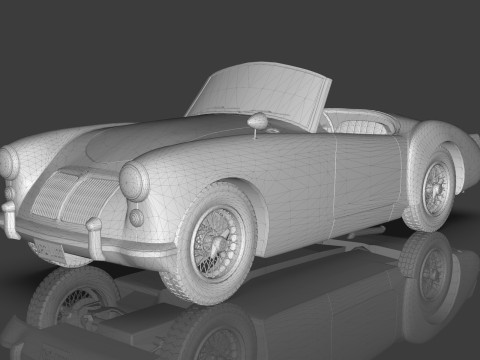 1961 MG MGA Roadster Low-poly Modello 3D