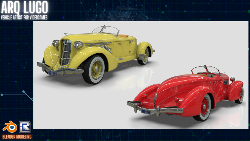 Auburn 851 Speedster 1934 Midpoly 3D-Modell .c4d .max .obj .3ds .fbx .stl .blend