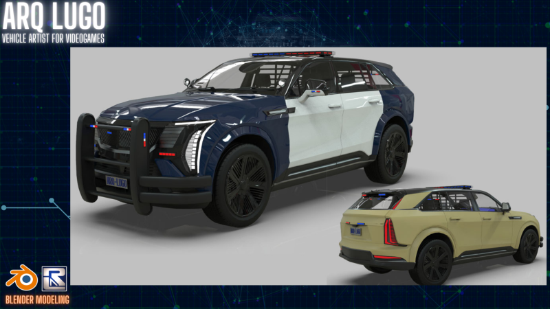 Cadillac Escalade IQ 2024 Police Interceptor Low-poly Model 3D .c4d .max .obj .3ds .fbx .stl .blend