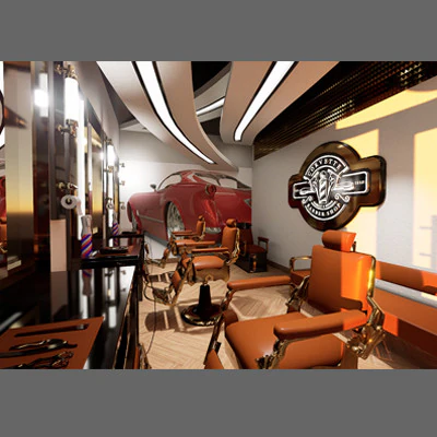 Midpoly Fancy Barbershop 3D Model .c4d .max .obj .3ds .fbx .stl .blend