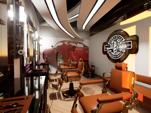 Midpoly Fancy Barbershop 3D Model