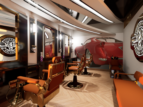 Midpoly Fancy Barbershop 3D 모델