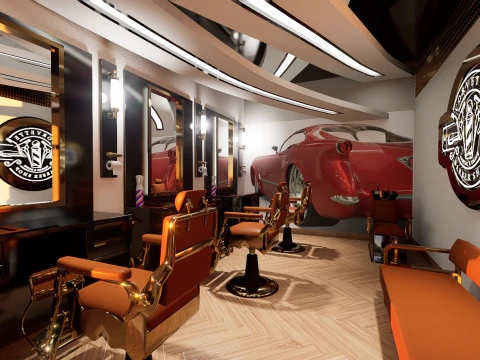 Midpoly Fancy Barbershop 3D Model