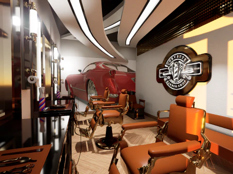 Midpoly Fancy Barbershop 3D Model