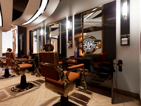 Midpoly Fancy Barbershop 3D Model