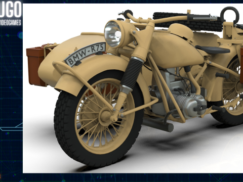 Motorcycle with sidecar 1941 3D 모델