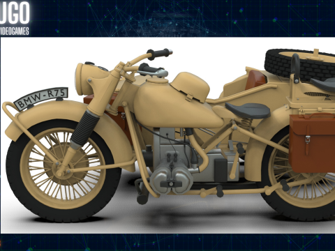 Motorcycle with sidecar 1941 Modelo 3D