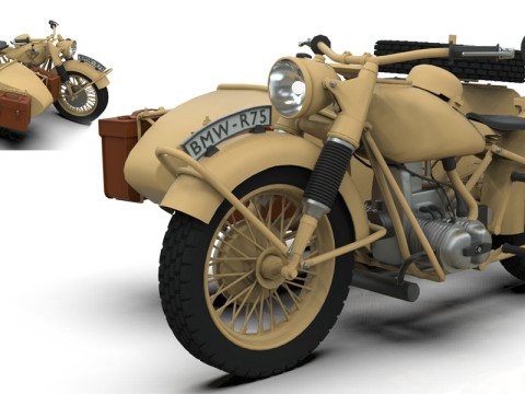Motorcycle with sidecar 1941 Modelo 3D