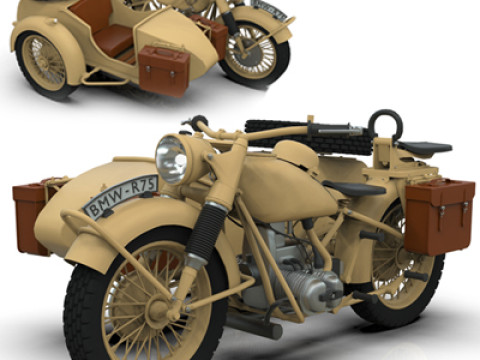 Motorcycle with sidecar 1941 Modelo 3D