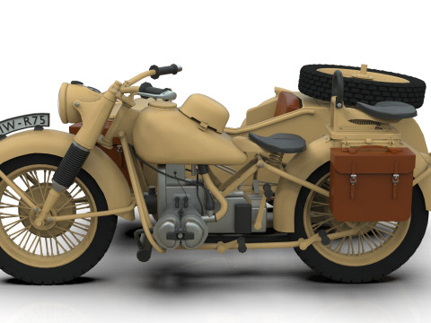 Motorcycle with sidecar 1941 Modelo 3D