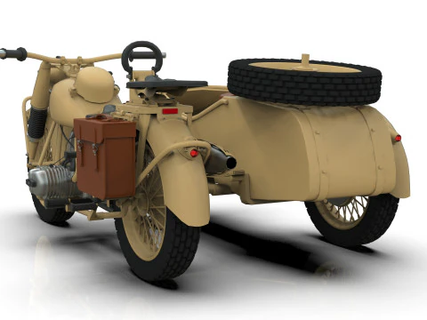 Motorcycle with sidecar 1941 3D Model