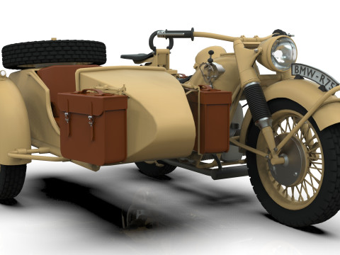 Motorcycle with sidecar 1941 Modelo 3D