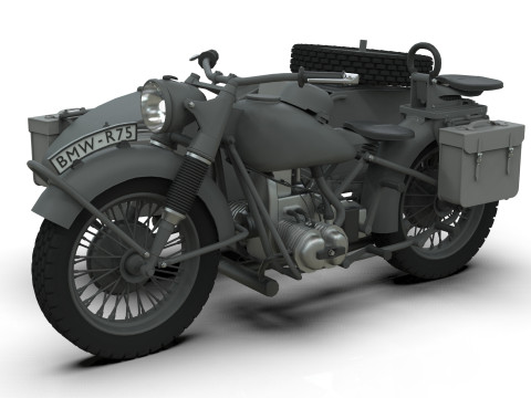 Motorcycle with sidecar 1941 Modelo 3D