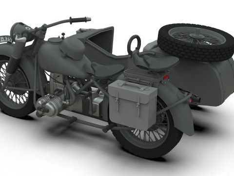 Motorcycle with sidecar 1941 Modelo 3D