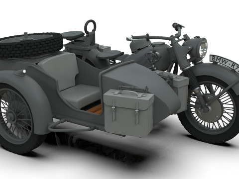Motorcycle with sidecar 1941 Modelo 3D