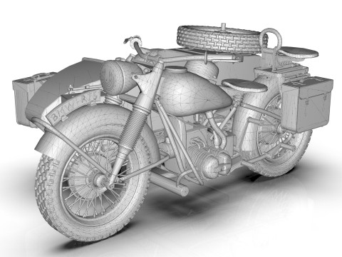 Motorcycle with sidecar 1941 Modelo 3D