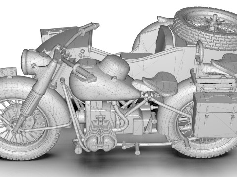 Motorcycle with sidecar 1941 Modelo 3D