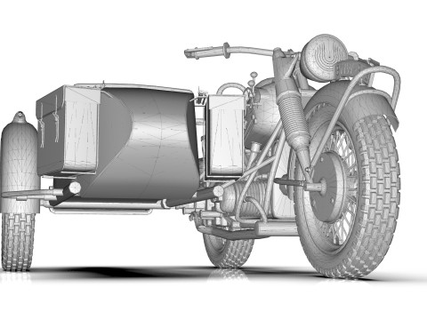 Motorcycle with sidecar 1941 Modelo 3D