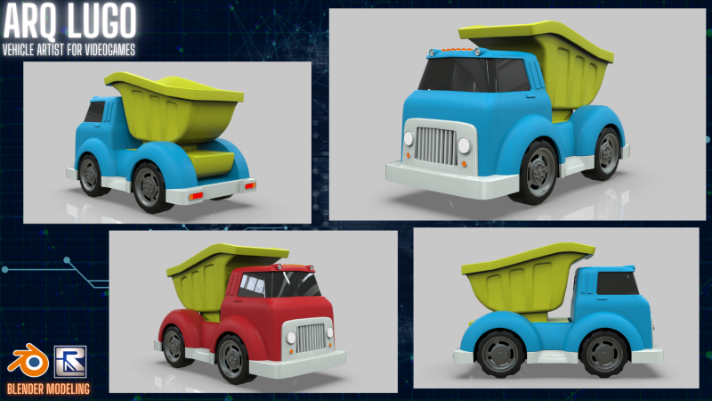 Dump Truck Cartoon Vehicle Modelo 3D .c4d .max .obj .3ds .fbx .stl .blend