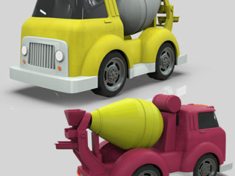Cement Mixer truck Cartoon Vehicle Low-poly Modello 3D