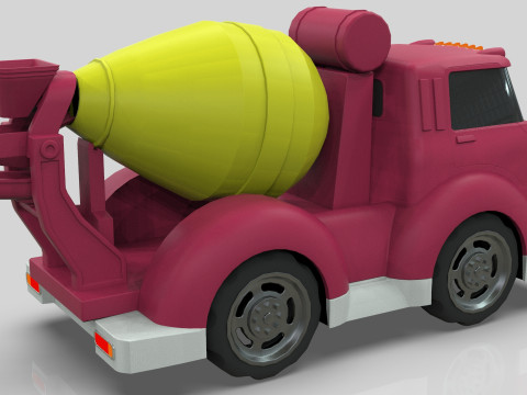 Cement Mixer truck Cartoon Vehicle Low-poly Modello 3D