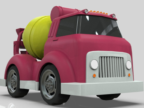 Cement Mixer truck Cartoon Vehicle Low-poly Modello 3D