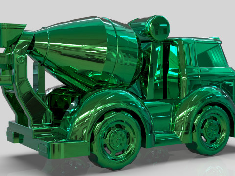 Cement Mixer truck Cartoon Vehicle Low-poly Modello 3D