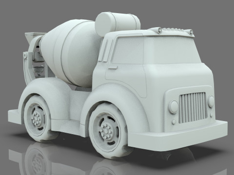 Cement Mixer truck Cartoon Vehicle Low-poly Modello 3D