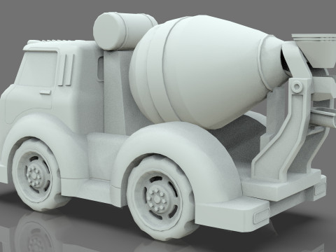 Cement Mixer truck Cartoon Vehicle Low-poly Modello 3D
