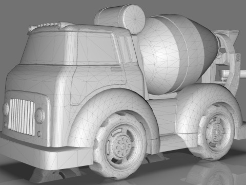 Cement Mixer truck Cartoon Vehicle Low-poly Modello 3D