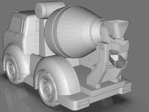 Cement Mixer truck Cartoon Vehicle Low-poly Modello 3D