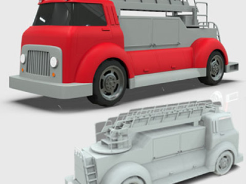 Firetruck Cartoon Vehicle Low-poly 3D Модель
