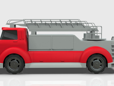Firetruck Cartoon Vehicle Low-poly 3D Модель