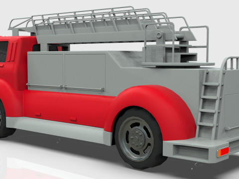 Firetruck Cartoon Vehicle Low-poly 3D Модель