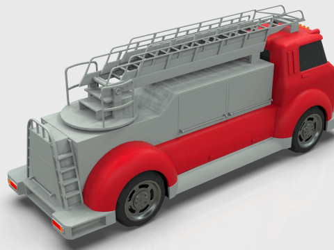 Firetruck Cartoon Vehicle Low-poly 3D Модель