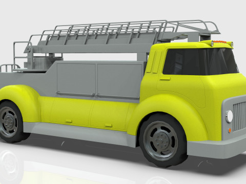 Firetruck Cartoon Vehicle Low-poly 3D Модель