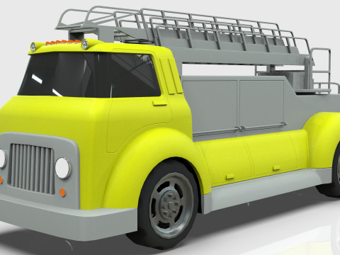 Firetruck Cartoon Vehicle Low-poly 3D Модель