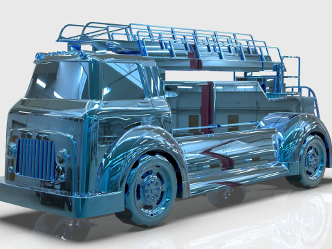 Firetruck Cartoon Vehicle Low-poly 3D Модель