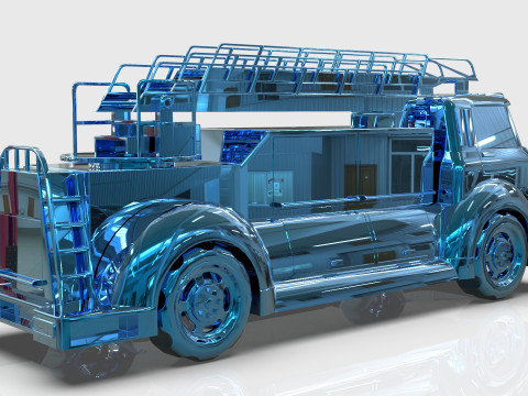 Firetruck Cartoon Vehicle Low-poly 3D Модель