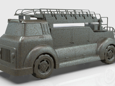 Firetruck Cartoon Vehicle Low-poly 3D Модель