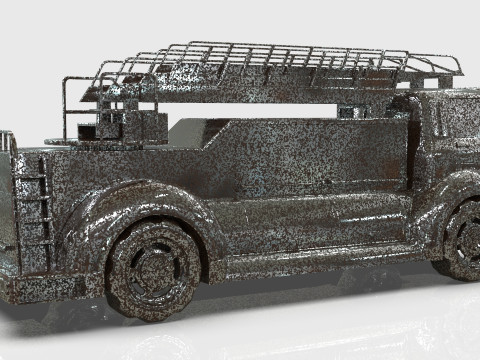 Firetruck Cartoon Vehicle Low-poly 3D Модель