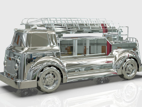 Firetruck Cartoon Vehicle Low-poly 3D Модель