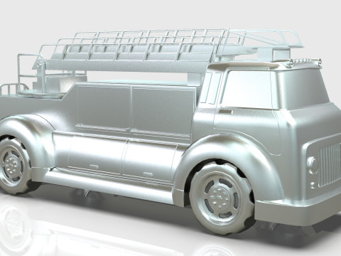 Firetruck Cartoon Vehicle Low-poly 3D Модель